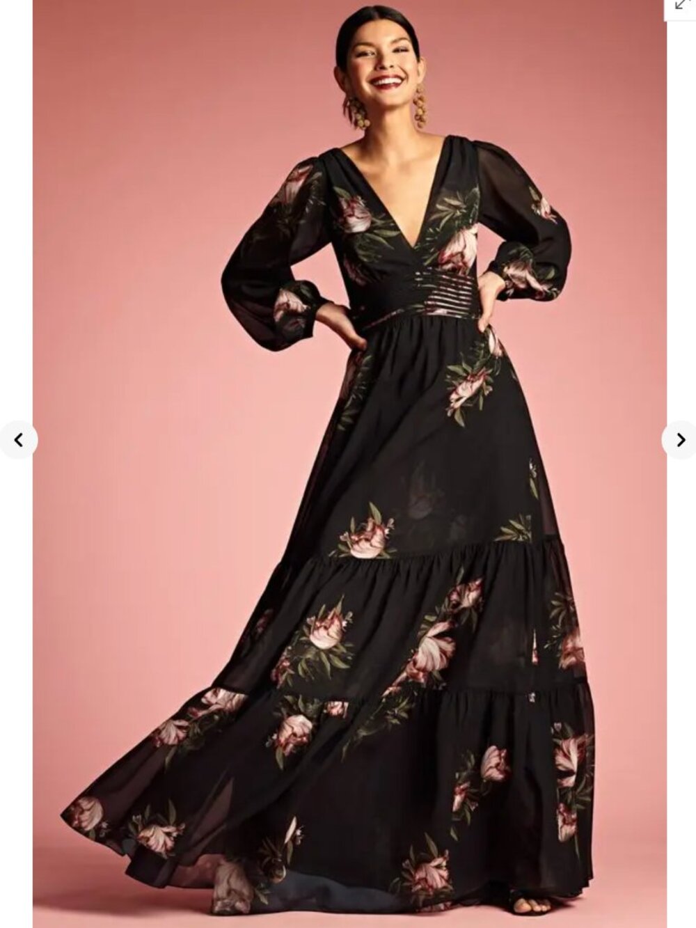 New - SACHIN & BABI Jules Noir Blossom Maxi Dress